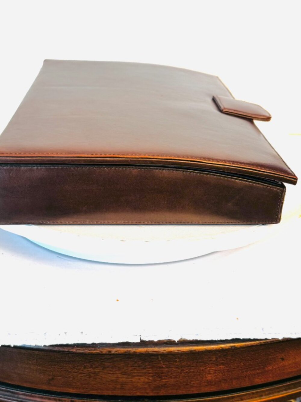 Vtg Leather Dresser Jewelry Box Rare Storage Holder Black Velvet Lining READ - Picture 8 of 16